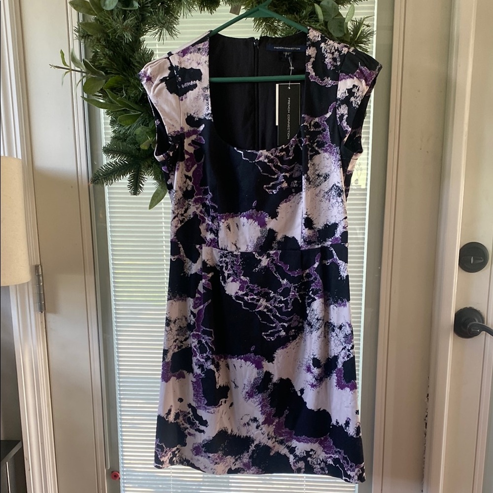NET French Connection Purple and Black Sleeveless Mini Sundress